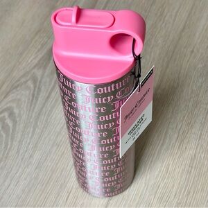 Juicy Couture Insulated Tumbler 26 oz Silver & Pink Logo All Over Print Hot/Cold